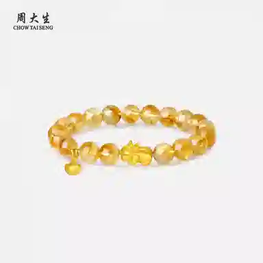 周大生 【吞金貔貅】高能量招财 八方来财轻奢小众 新中式复古潮流#好运#好运天然 黄水晶 手串 男女同款情侣款
