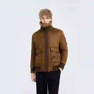 WILD LEADER Suede Shearling Jacket Caramel