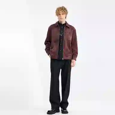 WILD LEADER Vintage Washed Tie-Dye Leather Jacket