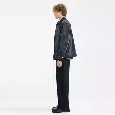 WILD LEADER Vintage Washed Tie-Dye Leather Jacket