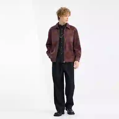 WILD LEADER Vintage Washed Tie-Dye Leather Jacket