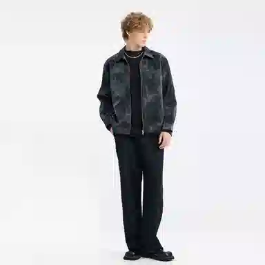 WILD LEADER Vintage Washed Tie-Dye Leather Jacket