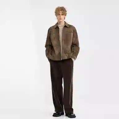 WILD LEADER Vintage Washed Tie-Dye Leather Jacket