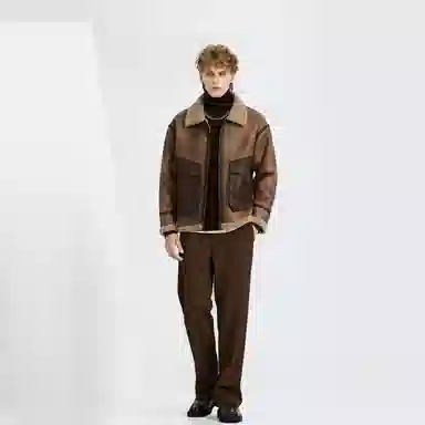 WILD LEADER Retro Brown Leather Jacket