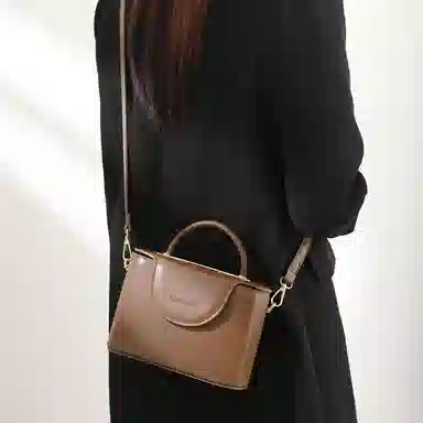 恒源祥 时尚百搭复古 超纤合成革 单肩手提包 女款 咖啡色