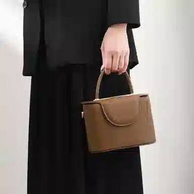 恒源祥 时尚百搭复古 超纤合成革 单肩手提包 女款 咖啡色