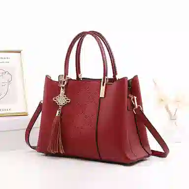 恒源祥 舒适轻盈百搭时尚 复古高贵优雅 超纤合成革 手提包 常规 女款 酒红色