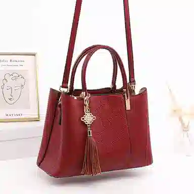 恒源祥 舒适轻盈百搭时尚 复古高贵优雅 超纤合成革 手提包 常规 女款 酒红色