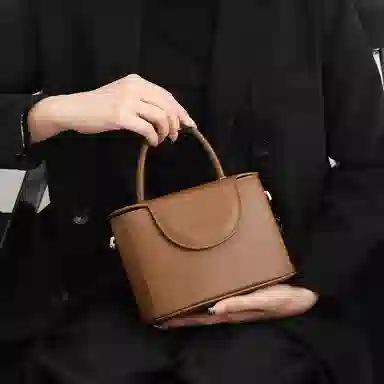 恒源祥 时尚百搭复古 超纤合成革 单肩手提包 女款 咖啡色