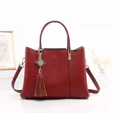 恒源祥 舒适轻盈百搭时尚 复古高贵优雅 超纤合成革 手提包 常规 女款 酒红色
