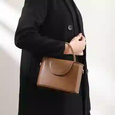 恒源祥 时尚百搭复古 超纤合成革 单肩手提包 女款 咖啡色