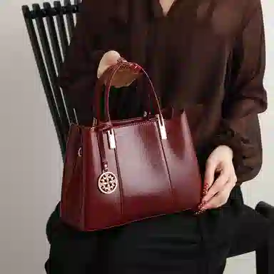 恒源祥 时尚高级感清新百搭复古日常通勤 超纤合成革 单肩斜挎手提包 女款 酒红色