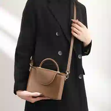 恒源祥 时尚百搭复古 超纤合成革 单肩手提包 女款 咖啡色