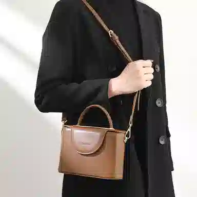 恒源祥 时尚百搭复古 超纤合成革 单肩手提包 女款 咖啡色