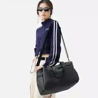 阿尔派妮 运动大容量干湿分离独立鞋仓训练短途出差 织物 瑜伽包健身包 大号 男女同款情侣款 黑色/白色