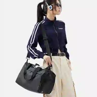 阿尔派妮 运动大容量干湿分离独立鞋仓训练短途出差 织物 瑜伽包健身包 大号 男女同款情侣款 黑色/白色