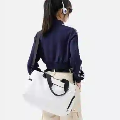 阿尔派妮 运动大容量干湿分离独立鞋仓训练短途出差 织物 瑜伽包健身包 大号 男女同款情侣款 黑色/白色