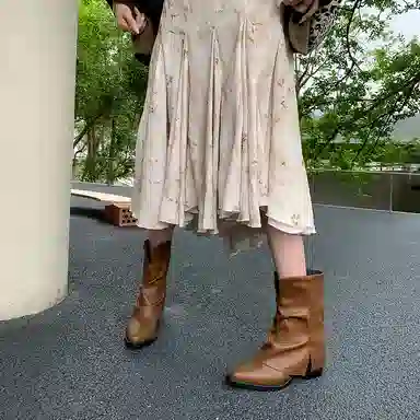 头层牛皮牛皮 复古时尚 个性潮流百搭 短靴 女款