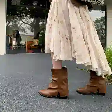 头层牛皮牛皮 复古时尚 个性潮流百搭 短靴 女款