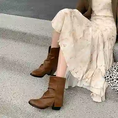 头层牛皮牛皮 复古时尚 个性潮流百搭 短靴 女款