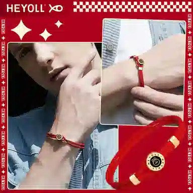 灰鱼 十二生肖红绳原创小众设计新中式国潮风蛇年本命年简约高级感轻奢复古个性手工编织绳编制手绳叠戴好运 合金 手链 男女同款情侣款