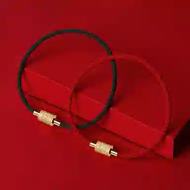 灰鱼 新中式国潮十二生肖原创设计素款小众属蛇年本命年红绳转运珠手工编织简约叠戴九紫离火手绳太岁年好运 合金 手链 男女同款情侣款