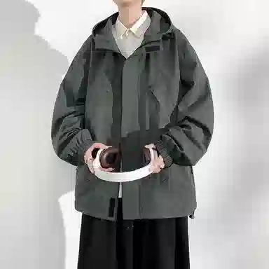 寻星记 美式纯色宽松工装风户外休闲服饰夹克 男女同款