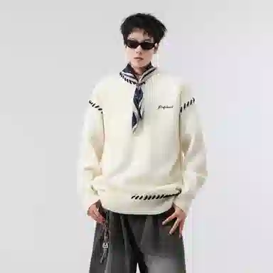 PAEFA Retro Colorblock Knit Sweater