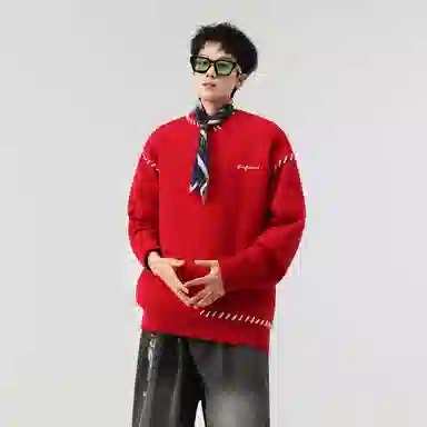 PAEFA Retro Colorblock Knit Sweater