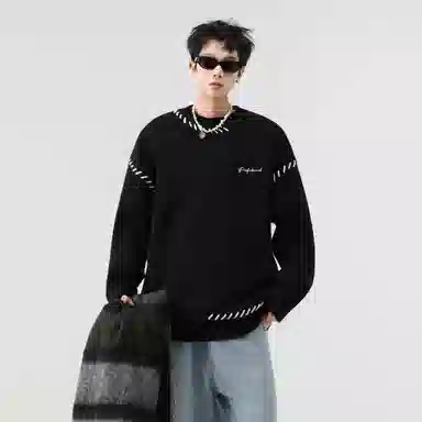 PAEFA Retro Colorblock Knit Sweater