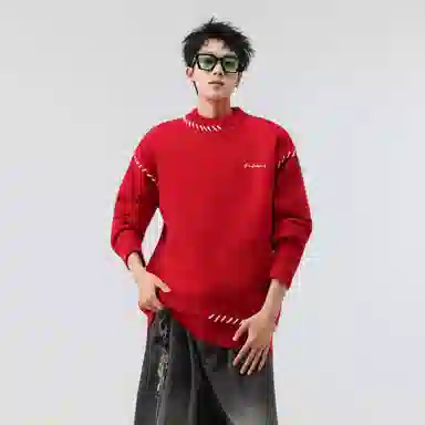 PAEFA Retro Colorblock Knit Sweater