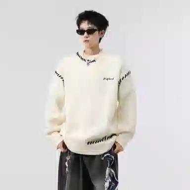 PAEFA Retro Colorblock Knit Sweater