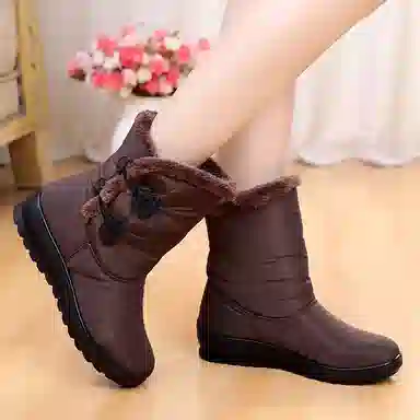 意利船长 布 保暖 时尚潮流 中筒 雪地靴 男女同款