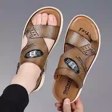 意利船长 超纤皮合成革 时尚潮流 百搭舒适 透气轻便 沙滩凉鞋 男款