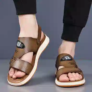 意利船长 超纤皮合成革 时尚潮流 百搭舒适 透气轻便 沙滩凉鞋 男款