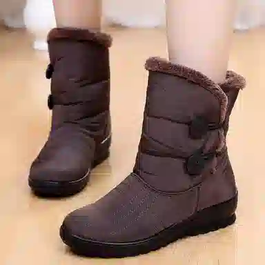 意利船长 布 保暖 时尚潮流 中筒 雪地靴 男女同款