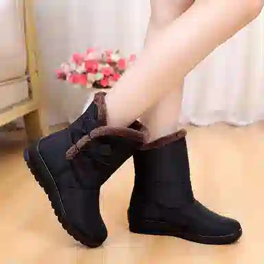 意利船长 布 保暖 时尚潮流 中筒 雪地靴 男女同款