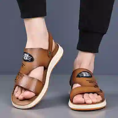 意利船长 超纤皮合成革 时尚潮流 百搭舒适 透气轻便 沙滩凉鞋 男款