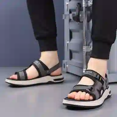 意利船长 超纤皮 时尚舒适 简约百搭 沙滩凉鞋 男款