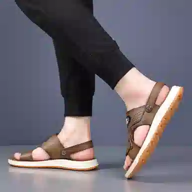 意利船长 超纤皮合成革 时尚潮流 百搭舒适 透气轻便 沙滩凉鞋 男款