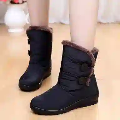 意利船长 布 保暖 时尚潮流 中筒 雪地靴 男女同款