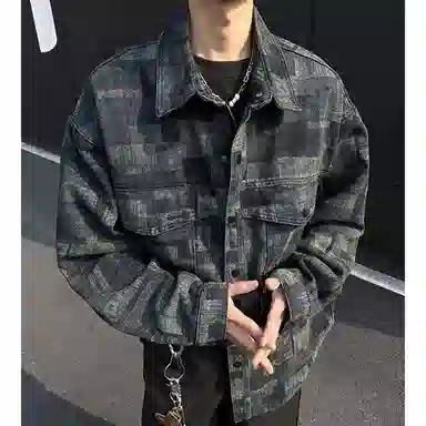 悍戈 美式复古潮流百搭牛仔外套夹克 男女同款 经典黑灰配色