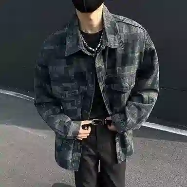悍戈 美式复古潮流百搭牛仔外套夹克 男女同款 经典黑灰配色