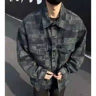 悍戈 美式复古潮流百搭牛仔外套夹克 男女同款 经典黑灰配色