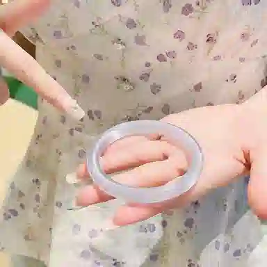 中兆珠宝 清透一步一响 精致清新古典优雅冷淡风新中式复古温柔气质设计感手饰 猫眼石 玉石手镯 女款