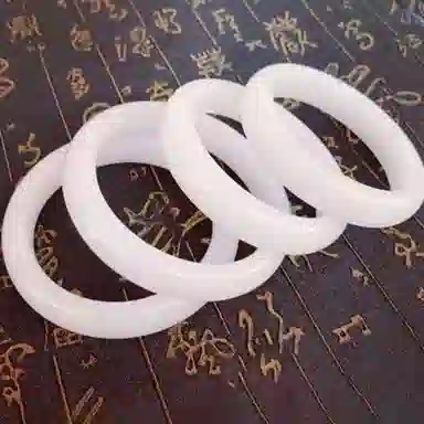 中兆珠宝 汉白羊脂 典雅精致大气温婉风 国潮新中式小众设计素圈闭口 琉璃 玉石手镯 女款