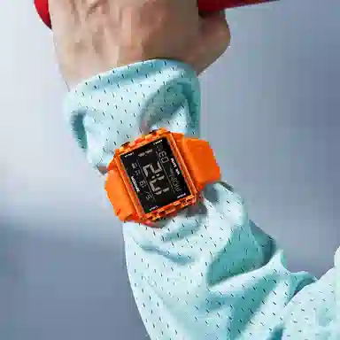 三达 时尚男士潮流方块腕表 电子机芯 硅胶表带 国表 男表 黑色表盘 防水夜光