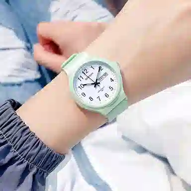 三达休闲潮流休闲百搭双历夜光防水石英学生男女同款石英机芯白色表盘手表国表