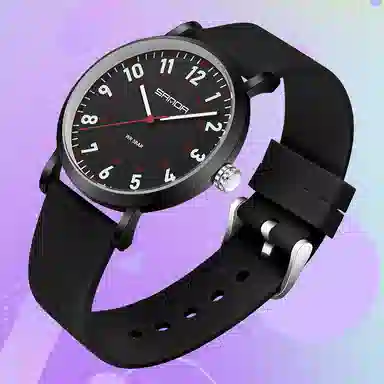 三达简约时尚考生专用静音走时超薄表壳 石英机芯 硅胶表带 国表 男女同款 白色表盘 防水夜光