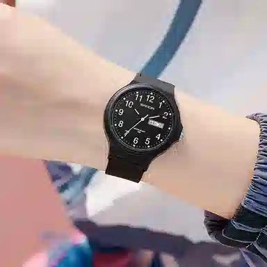 三达休闲潮流休闲百搭双历夜光防水石英学生男女同款石英机芯白色表盘手表国表